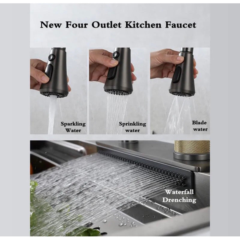 Modern Waterfall Drop-In Sink Set