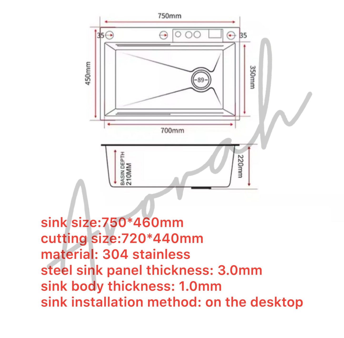 Modern Waterfall Drop-In Sink Set
