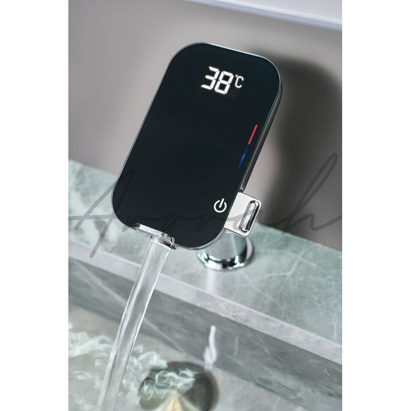 Crystalline Faucet With Thermostatic And Temperature Display For Washroom/Toilet Sink Vanity