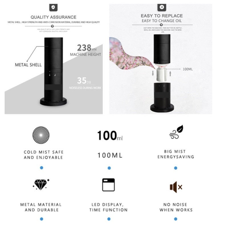 Elegant Tower Pillar Scent Diffuser: Aroma Nebulizer with Smart App Control