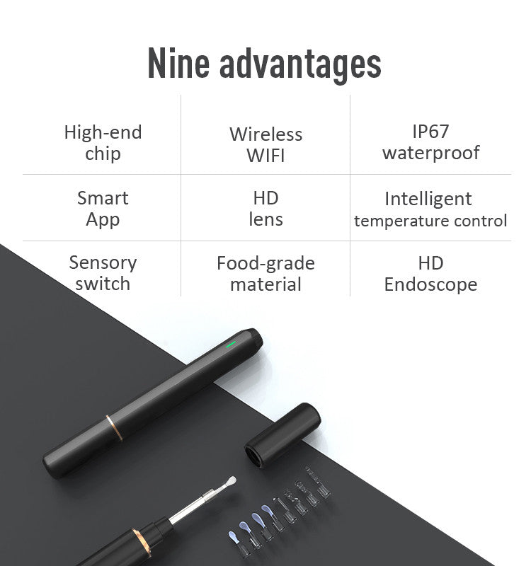 Wireless Otoscope Ear Scope, 3.9mm Ultra-Thin HD Ear Endoscope